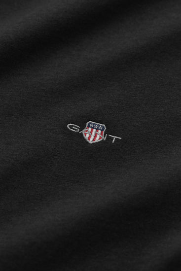 T-shirt męski z okrągłym dekoltem slim fit czarny