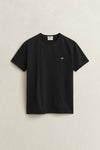 T-shirt męski z okrągłym dekoltem slim fit czarny