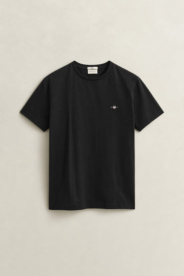 T-shirt męski z okrągłym dekoltem slim fit czarny