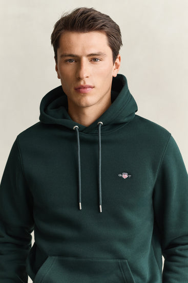 Bluza męska z kapturem regular fit butelkowa zieleń