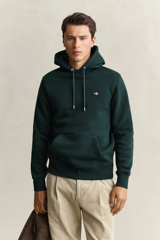Bluza męska z kapturem regular fit butelkowa zieleń