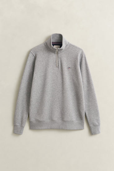 Bluza męska z zamkiem do połowy regular fit szara