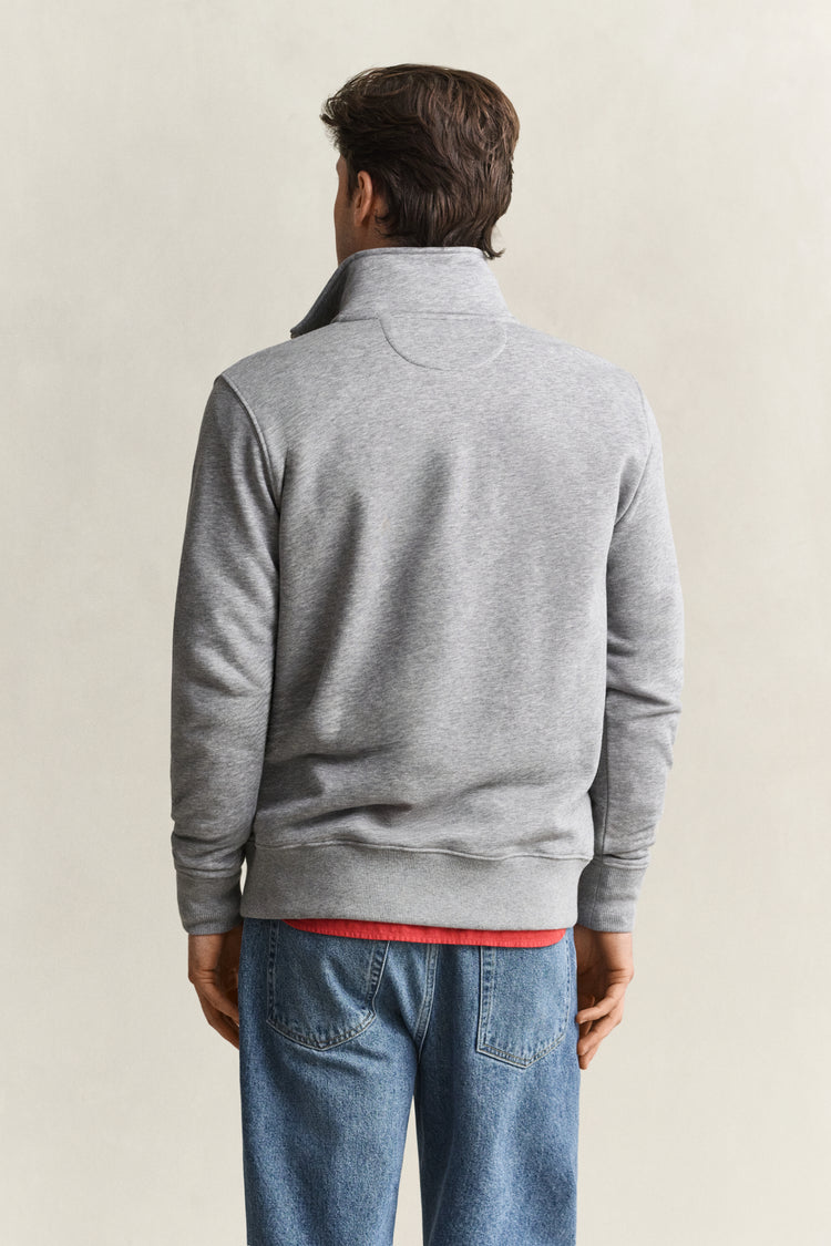 Bluza męska z zamkiem do połowy regular fit szara