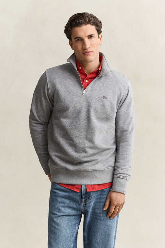 Bluza męska z zamkiem do połowy regular fit szara