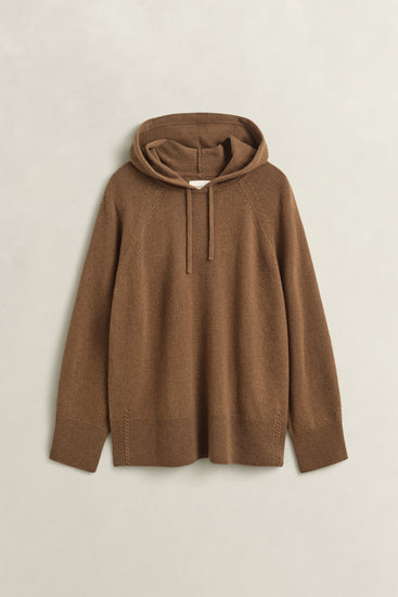 Bluza damska z kapturem relaxed fit brązowa