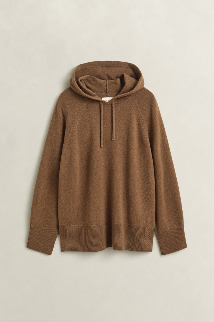 Bluza damska z kapturem relaxed fit brązowa