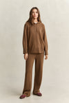 Bluza damska z kapturem relaxed fit brązowa