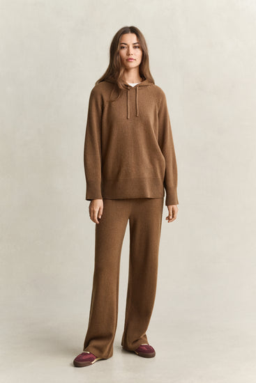 Bluza damska z kapturem relaxed fit brązowa