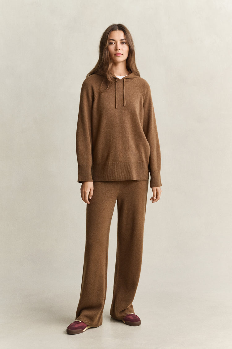 Bluza damska z kapturem relaxed fit brązowa