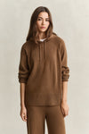 Bluza damska z kapturem relaxed fit brązowa
