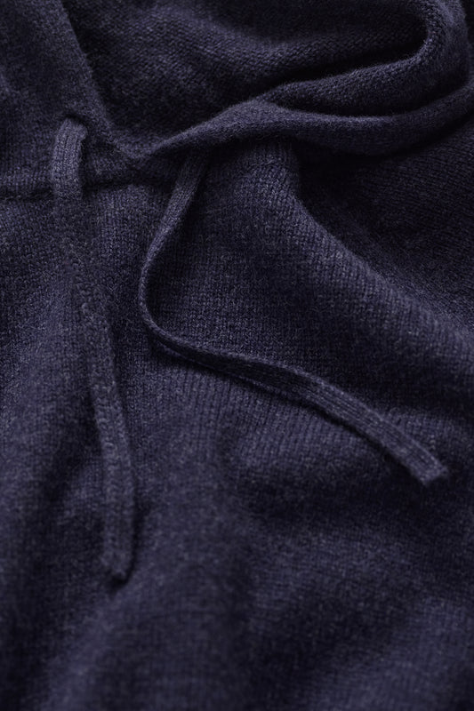 Wełniana bluza damska z kapturem relaxed fit granatowa