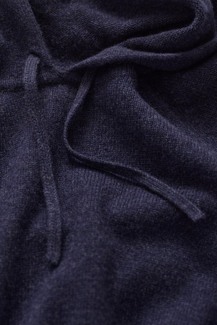 Wełniana bluza damska z kapturem relaxed fit granatowa
