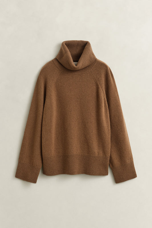 Sweter damski relaxed fit brązowy