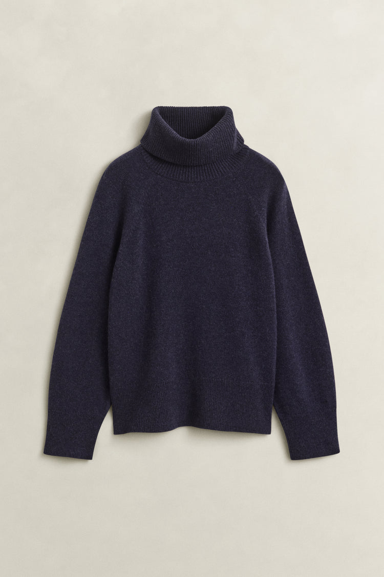 Wełniany sweter damski relaxed fit granatowy