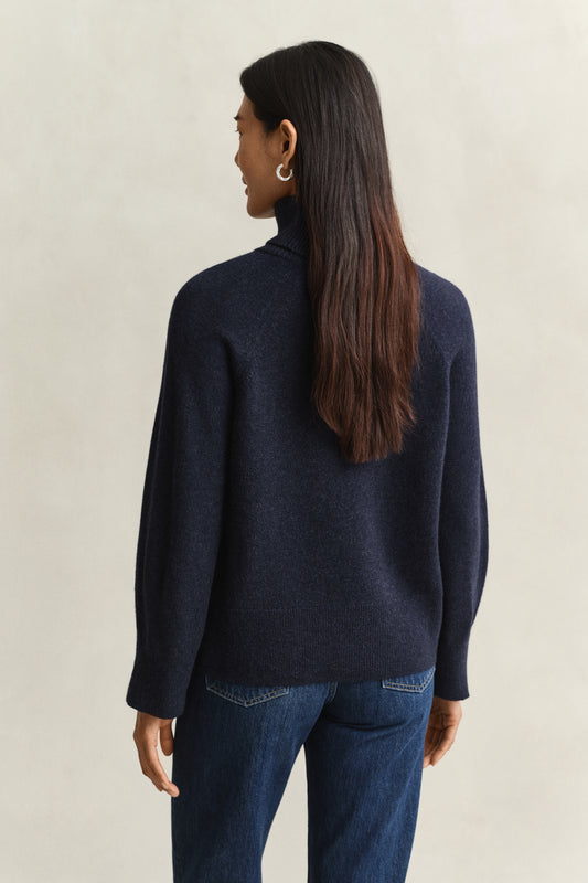 Wełniany sweter damski relaxed fit granatowy
