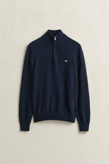 Sweter męski z zamkiem do połowy regular fit granatowy