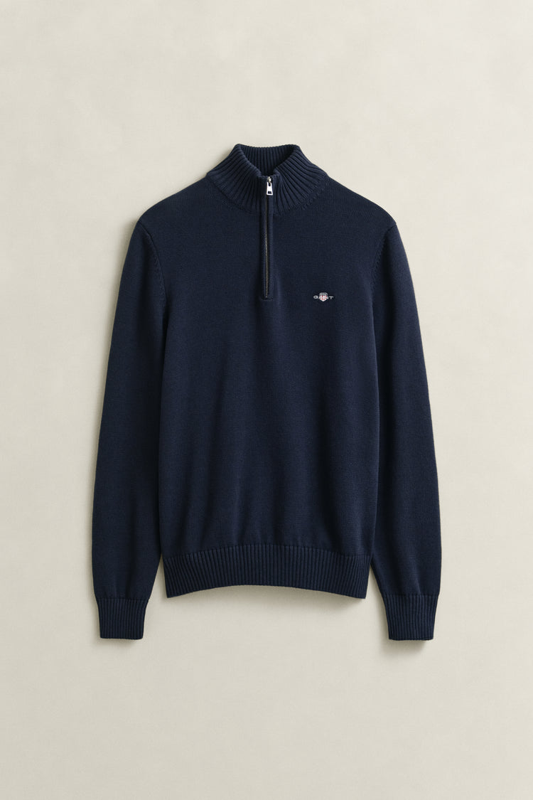 Sweter męski z zamkiem do połowy regular fit granatowy
