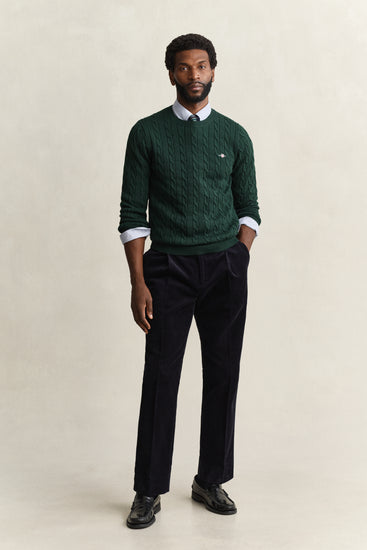 Sweter męski z okrągłym dekoltem regular fit zielony