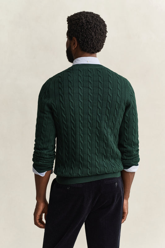 Sweter męski z okrągłym dekoltem regular fit zielony