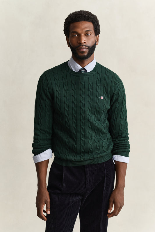 Sweter męski z okrągłym dekoltem regular fit zielony