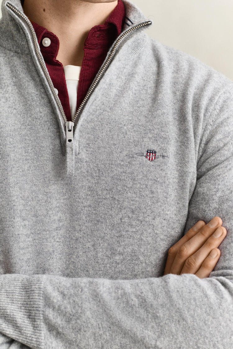 Wełniany sweter męski regular fit szary
