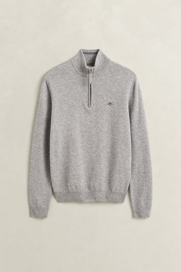 Wełniany sweter męski regular fit szary