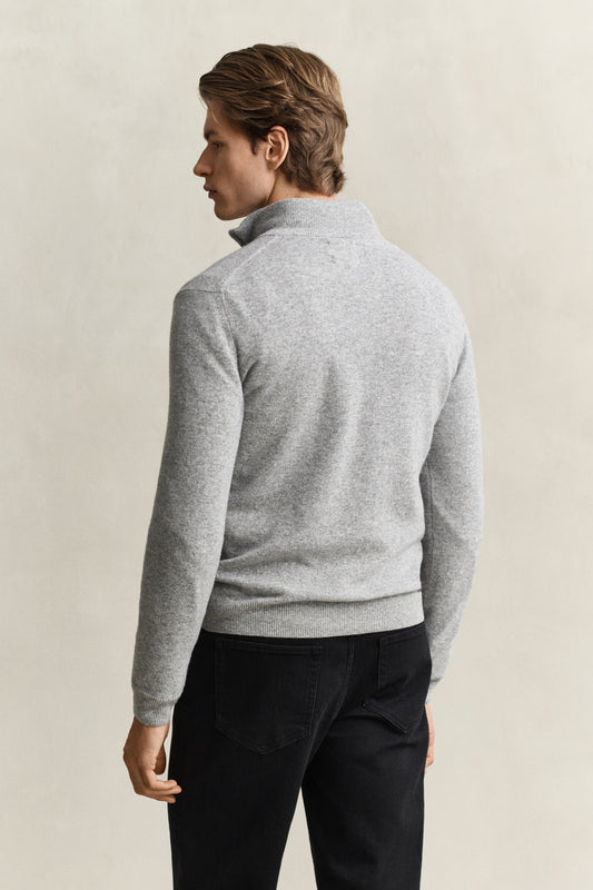 Wełniany sweter męski regular fit szary
