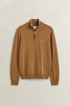 Sweter z wełny jagnięcej męski regular fit brązowy