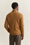 Sweter z wełny jagnięcej męski regular fit brązowy