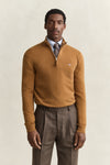 Sweter z wełny jagnięcej męski regular fit brązowy
