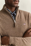 Sweter z wełny jagnięcej męski regular fit beżowy