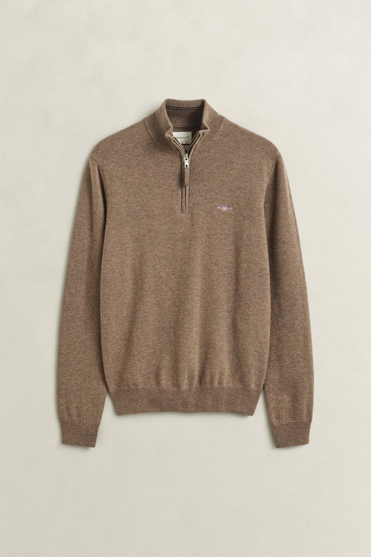 Sweter z wełny jagnięcej męski regular fit beżowy