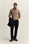 Sweter z wełny jagnięcej męski regular fit beżowy