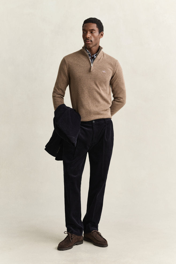 Sweter z wełny jagnięcej męski regular fit beżowy