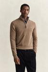 Sweter z wełny jagnięcej męski regular fit beżowy