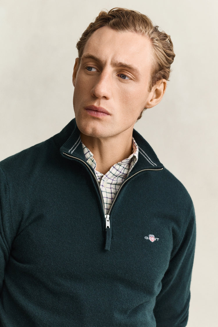 Wełniany sweter męski regular fit zielony