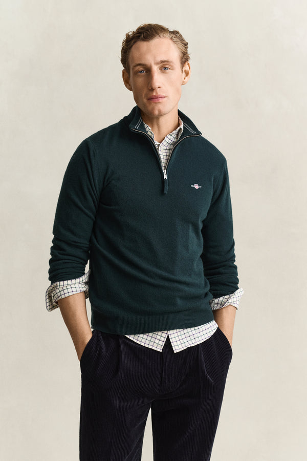Wełniany sweter męski regular fit zielony