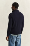 Sweter z wełny jagnięcej męski okrągły kołnierzyk regular fit granatowy