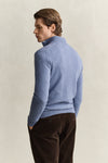 Sweter męski z wełny jagnięcej regular fit niebieski