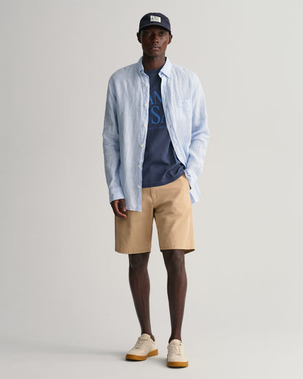 Męski granatowy t-shirt z logo i okrągłym dekoltem o regularnym kroju