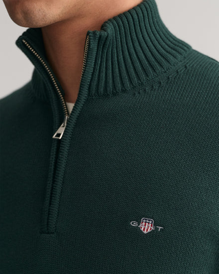 Sweter męski z zamkiem do połowy regular fit zielony