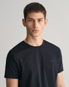 T-shirt męski z okrągłym kołnierzykiem slim fit czarny
