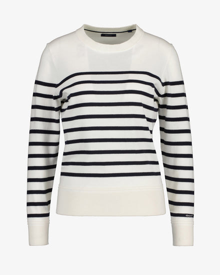 Sweter z lekkiej bawełny z okrągłym dekoltem i bretońskimi paskami