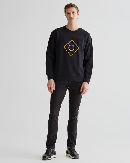 Bluza męska z nadrukiem z okrągłym kołnierzykiem regular fit czarna