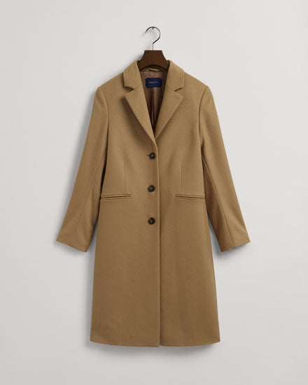 Damski dopasowany płaszcz z mieszanki wełny