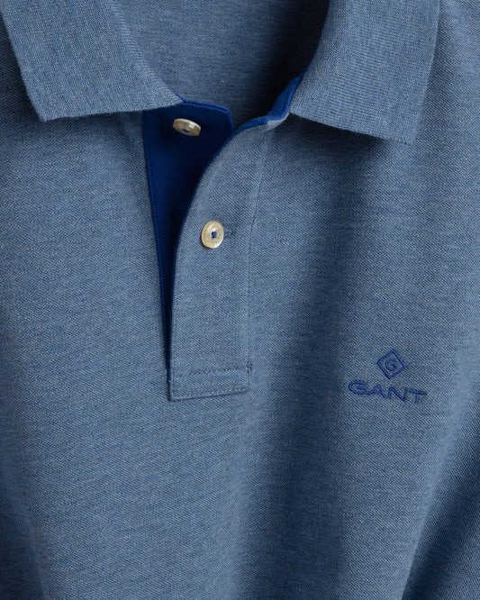 Męskie granatowe polo slim fit