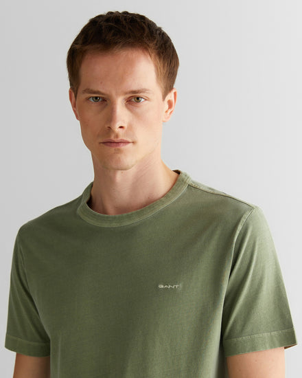 T-shirt męski okrągły kołnierzyk regular fit zielony