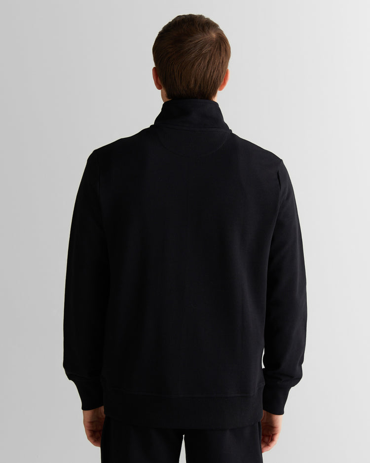 Bluza męska z nadrukiem z zamkiem do połowy regular fit czarna