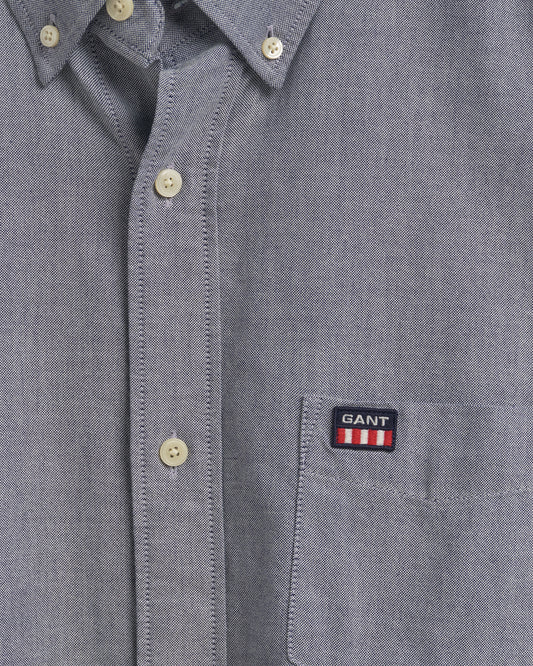 Męska granatowa koszula z kołnierzykiem na guziki regular fit