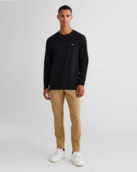 Koszulka męska z długim rękawem i okrągłym dekoltem slim fit